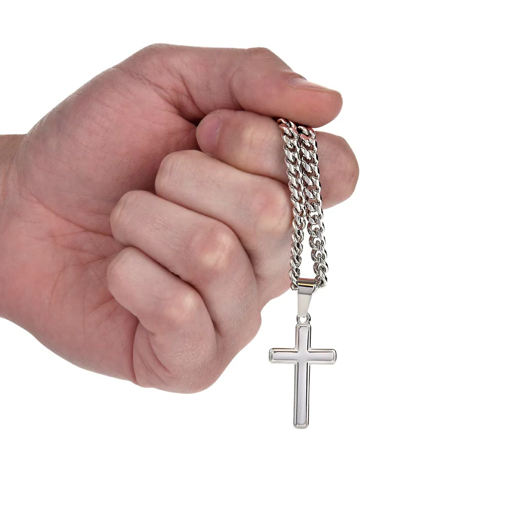Son Gift- Cuban Chain Artisan Cross Necklace- From Dad - Image 6
