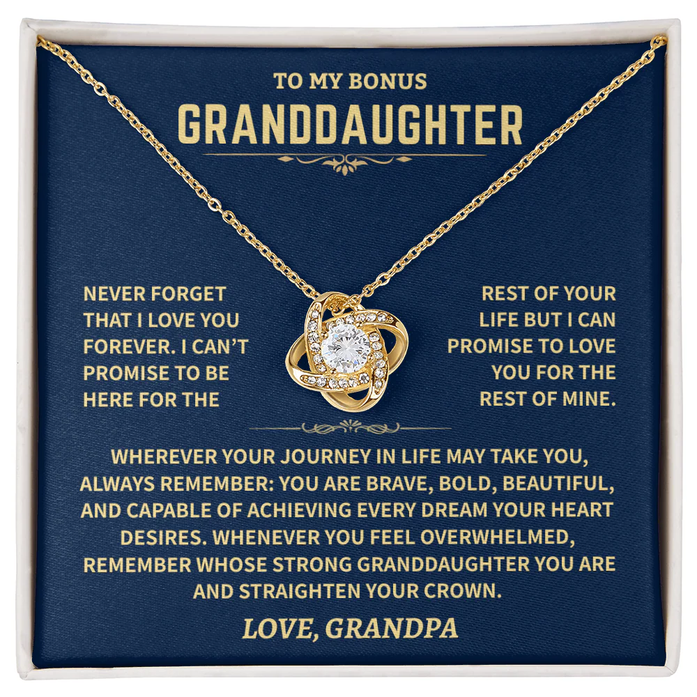 Bonus Grandddaughter From Grandpa,"Never Forget", Knot Necklace - Image 3