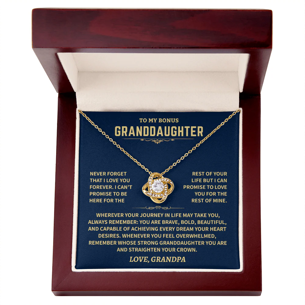 Bonus Grandddaughter From Grandpa,"Never Forget", Knot Necklace - Image 5
