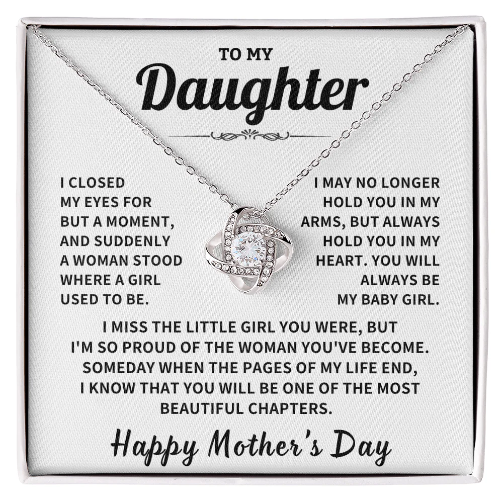 Daughter gift, "Always In My Heart", Knot Necklace