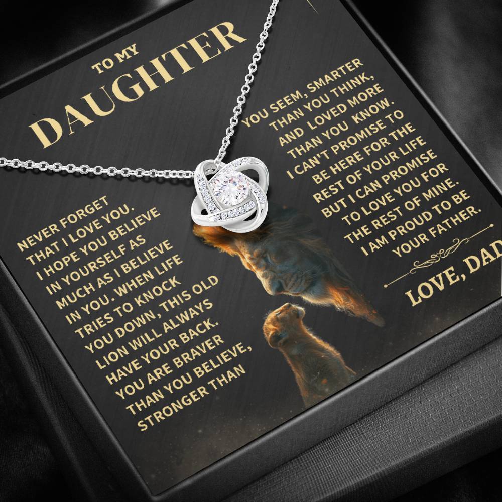 Daughter Gift From Dad- "Never Forget That I Love You" Knot Necklace - Image 2