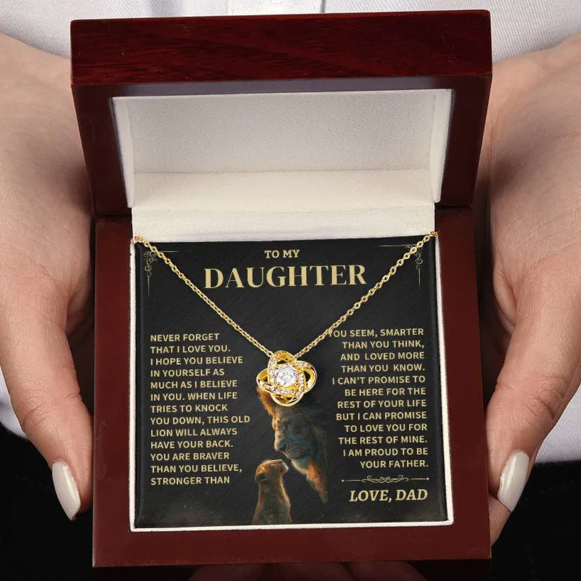 Daughter Gift From Dad- "Never Forget That I Love You" Knot Necklace - Image 5