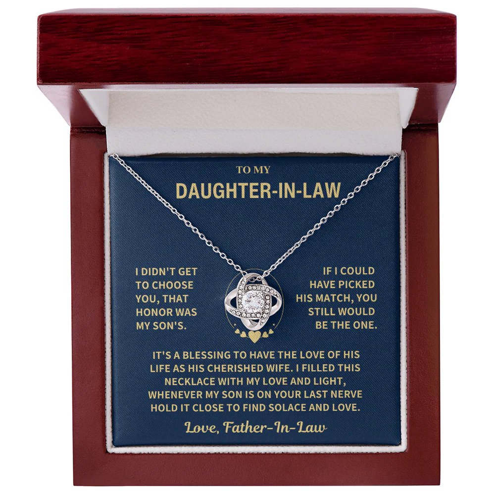 Daughter In Law From Father In Law, "I Didn't Get To Choose You" Knot Necklace - Image 4