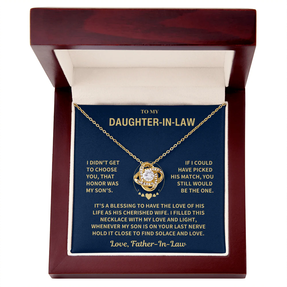 Daughter In Law From Father In Law, "I Didn't Get To Choose You" Knot Necklace - Image 5