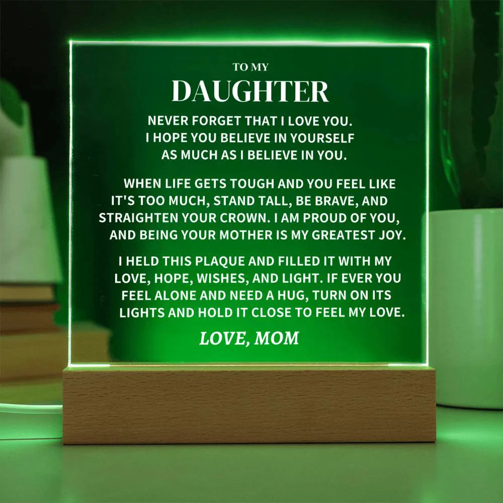 Daughter Gift, From Mom, "Straighten Your Crown", Square Acrylic Plaque, - Image 4