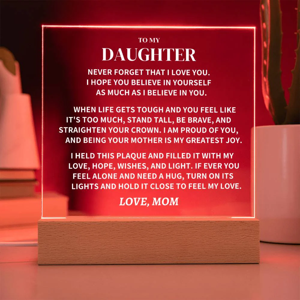 Daughter Gift, From Mom, "Straighten Your Crown", Square Acrylic Plaque, - Image 5