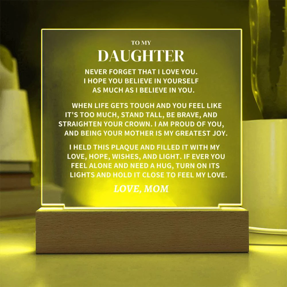 Daughter Gift, From Mom, "Straighten Your Crown", Square Acrylic Plaque, - Image 7