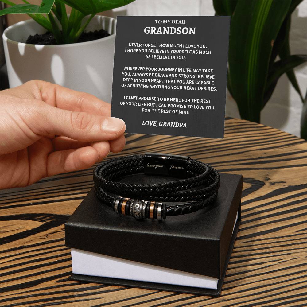 Gift For Grandson-Love You Forever Bracelet-From Grandpa - Image 3