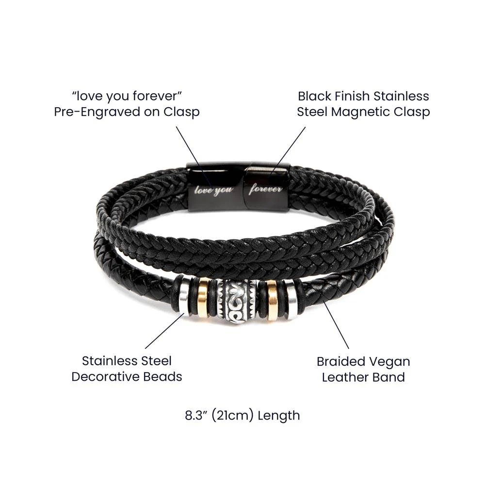 Gift For Grandson-Love You Forever Bracelet-From Grandpa - Image 5