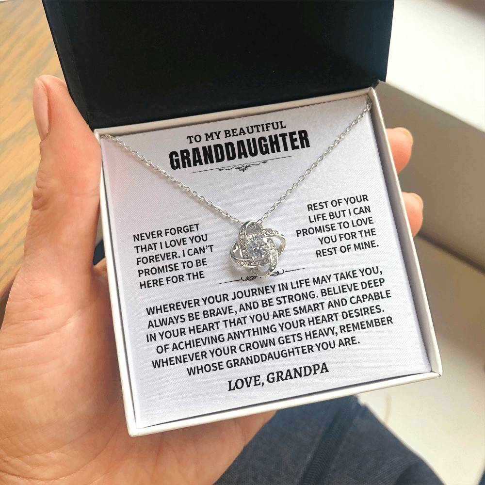 Granddaughter Gift From Grandpa, "Never Forget", Knot Necklace - Image 15