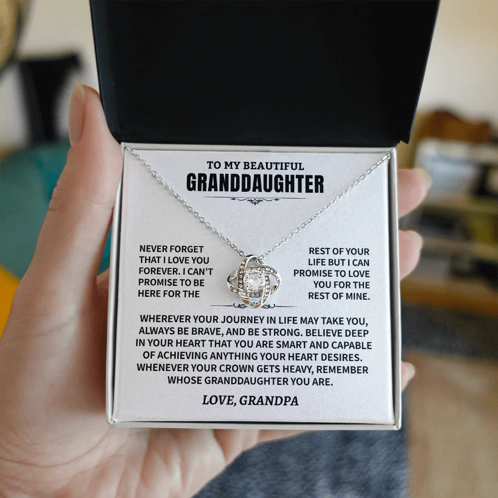 Granddaughter Gift From Grandpa, "Never Forget", Knot Necklace - Image 2