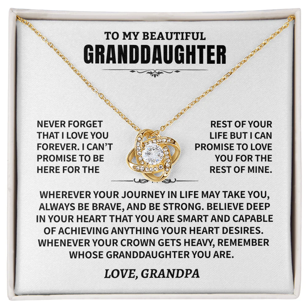 Granddaughter Gift From Grandpa, "Never Forget", Knot Necklace - Image 3