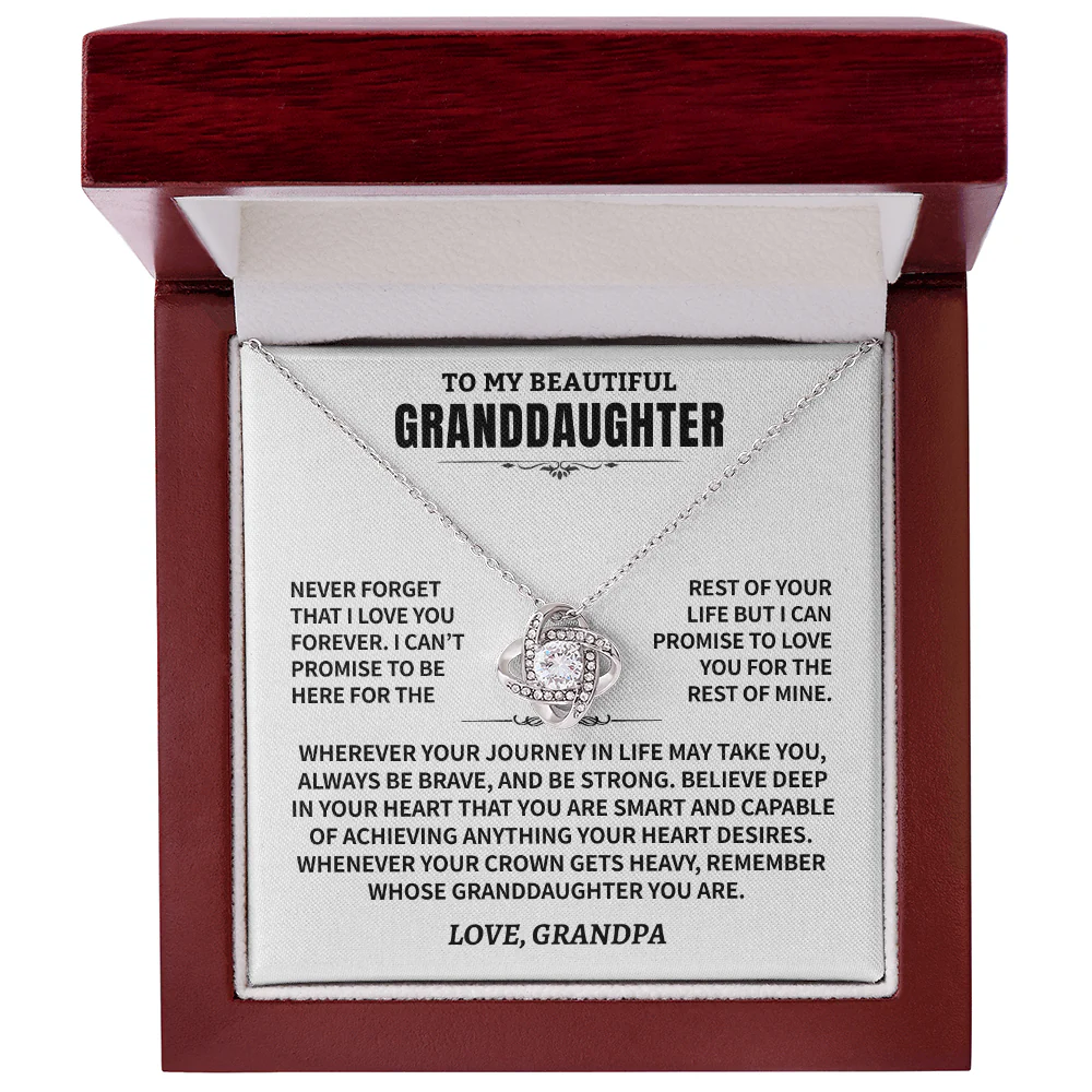 Granddaughter Gift From Grandpa, "Never Forget", Knot Necklace - Image 4