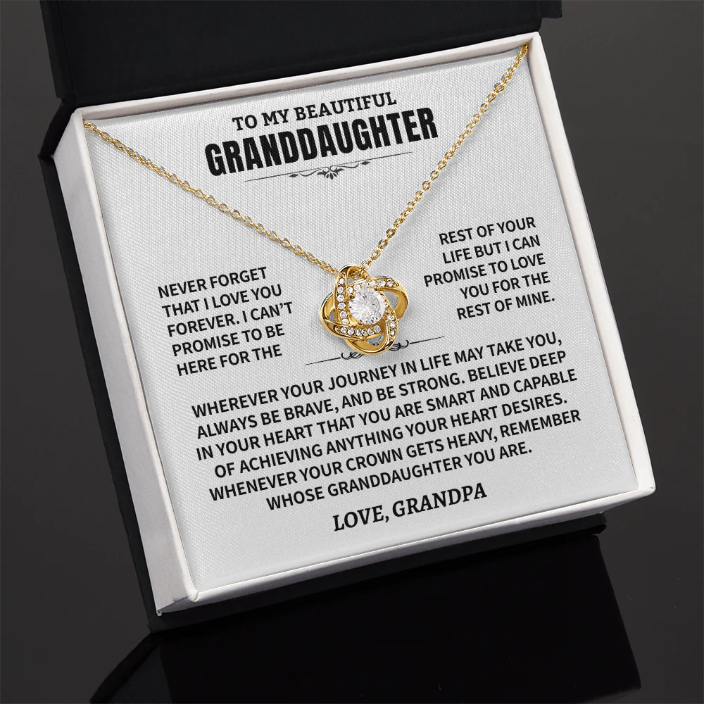 Granddaughter Gift From Grandpa, "Never Forget", Knot Necklace - Image 8