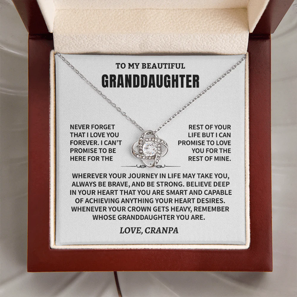 Granddaughter Gift From Cranpa,"Never Forget", Knot Necklace - Image 3