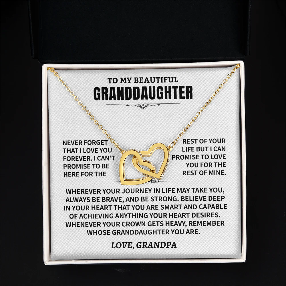 To My Granddaughter Gift From Grandpa- Interlocking Hearts Necklace - Image 10