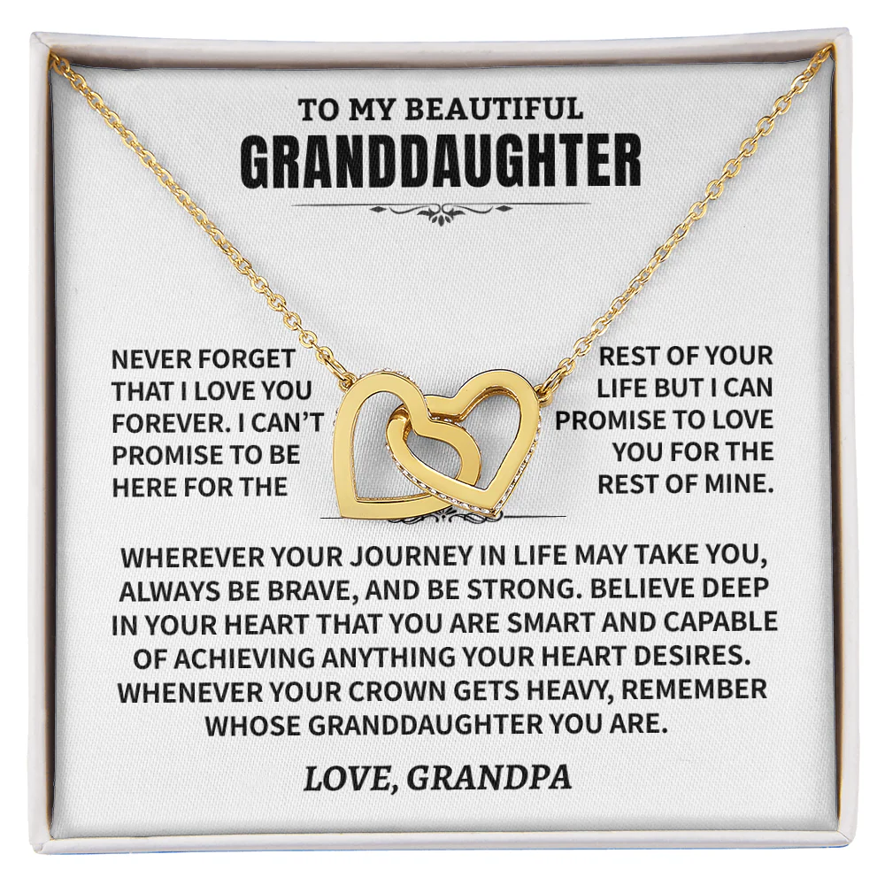 To My Granddaughter Gift From Grandpa- Interlocking Hearts Necklace - Image 2
