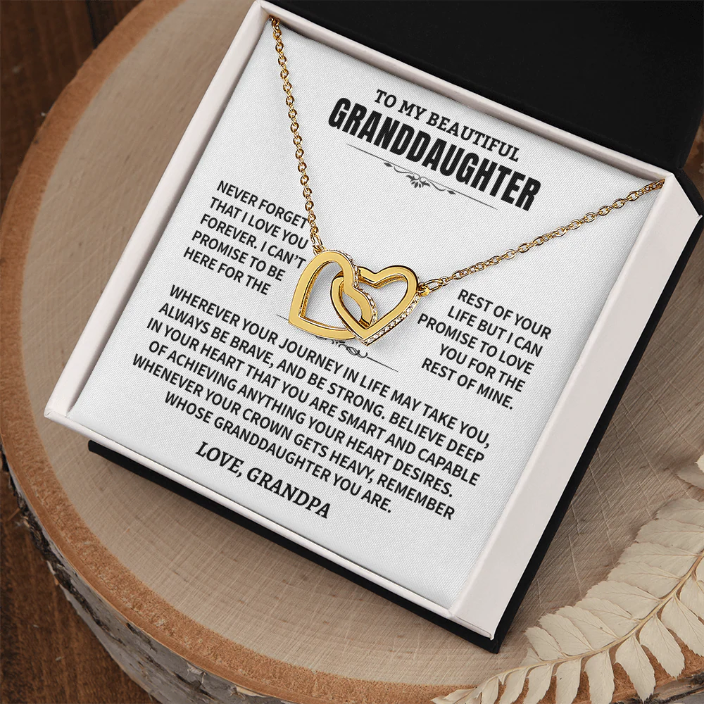 To My Granddaughter Gift From Grandpa- Interlocking Hearts Necklace - Image 3