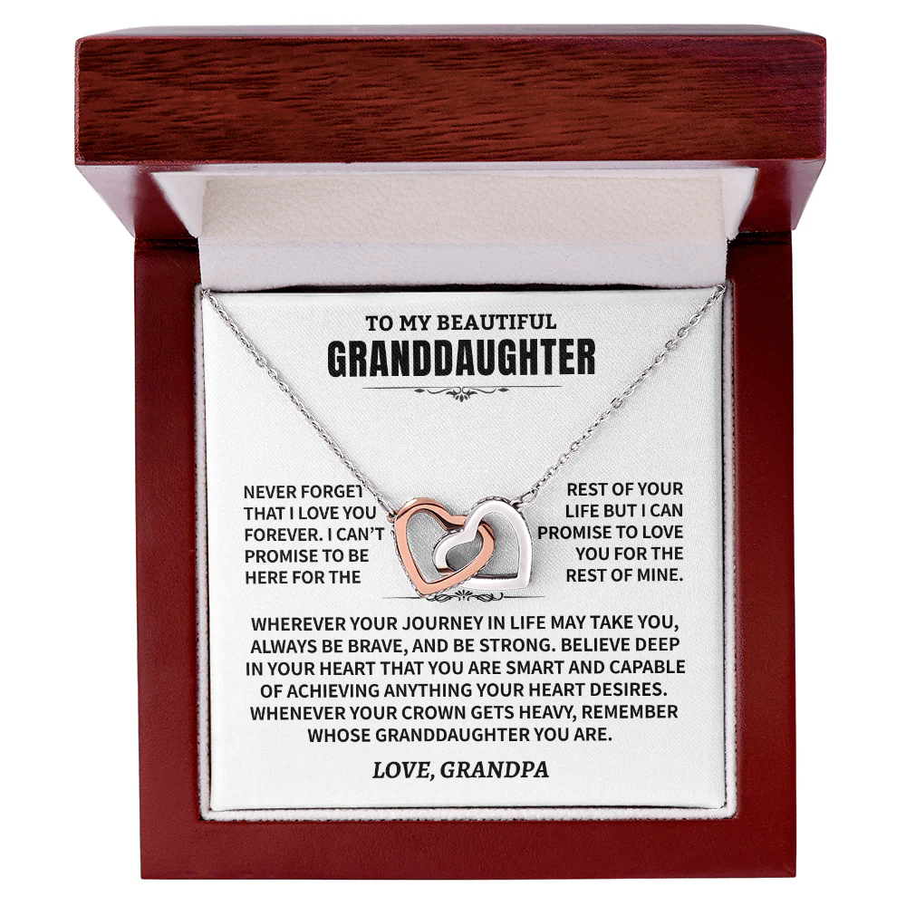 To My Granddaughter Gift From Grandpa- Interlocking Hearts Necklace - Image 4