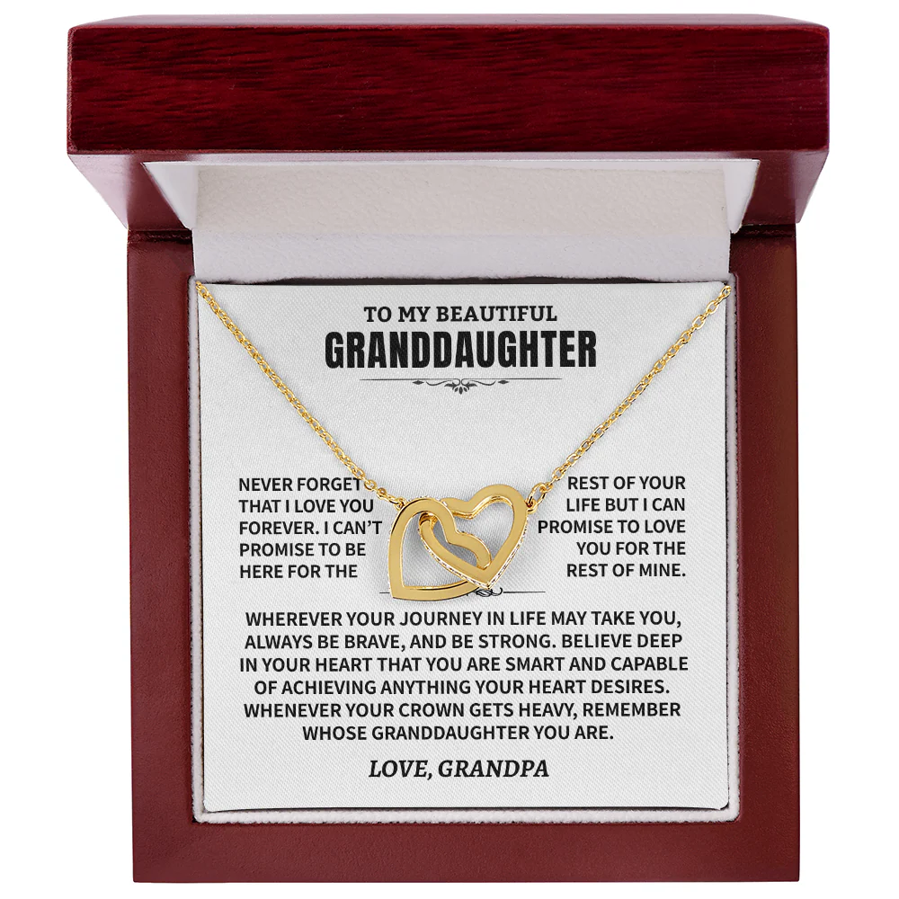 To My Granddaughter Gift From Grandpa- Interlocking Hearts Necklace - Image 5