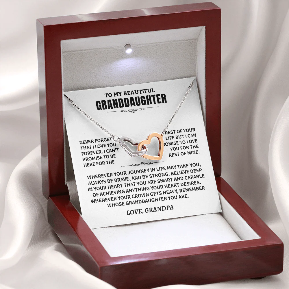 To My Granddaughter Gift From Grandpa- Interlocking Hearts Necklace - Image 8