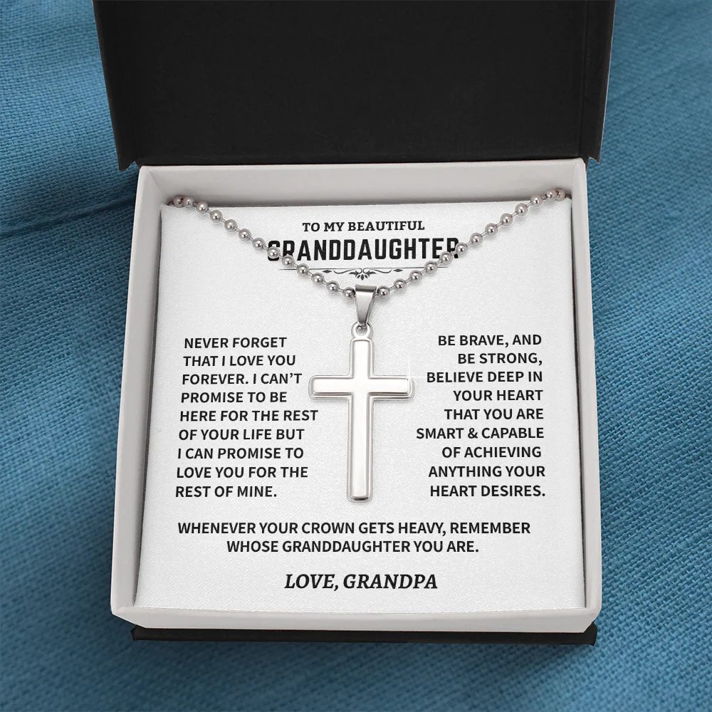 Granddaughter Gift,"Never Forget", Cross Necklace - Image 3