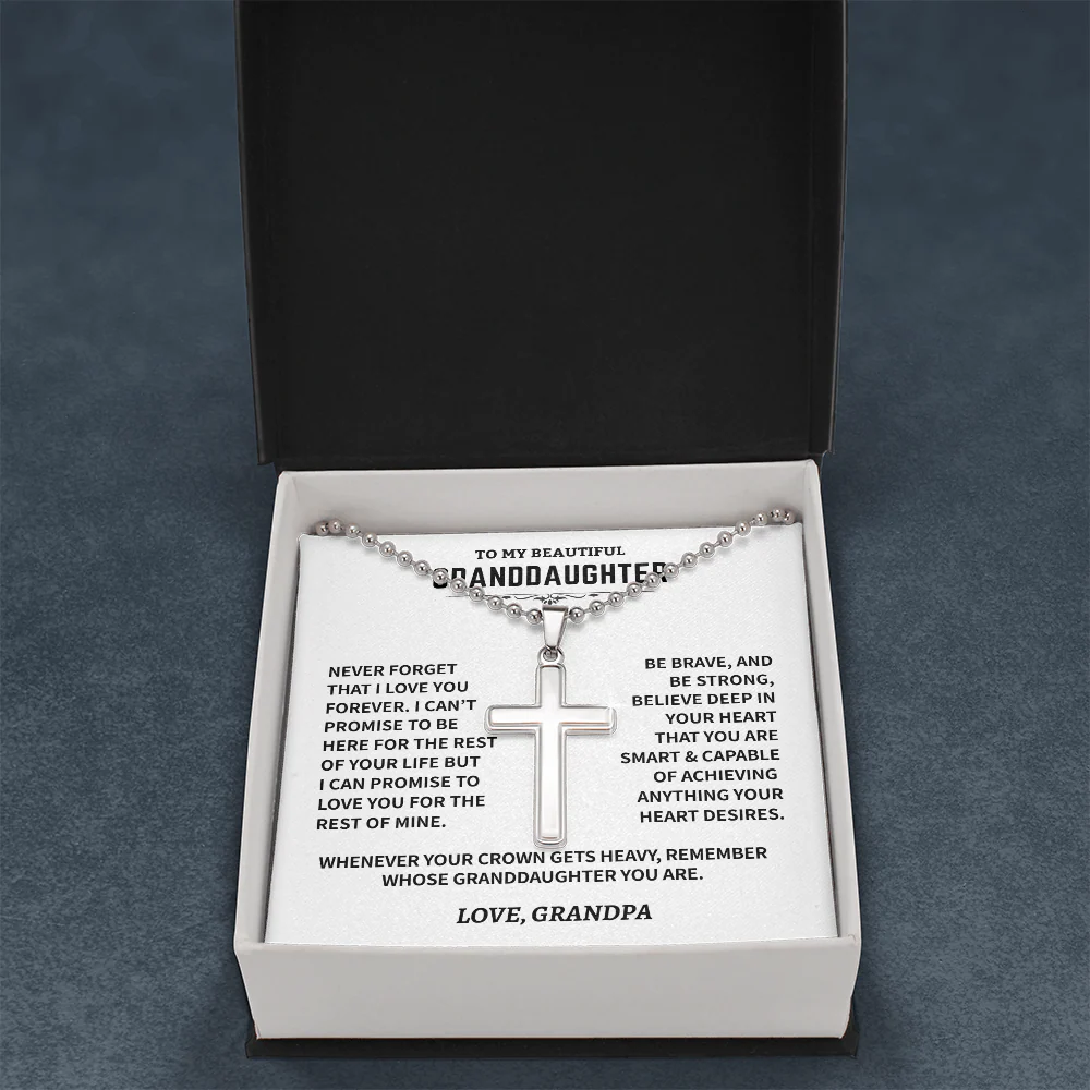 Granddaughter Gift,"Never Forget", Cross Necklace - Image 4
