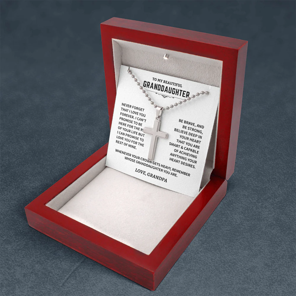 Granddaughter Gift,"Never Forget", Cross Necklace - Image 7