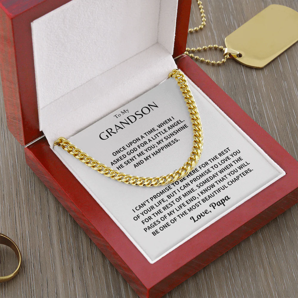 Grandson Gift, Cuban Chain - Love, Papa - Image 10
