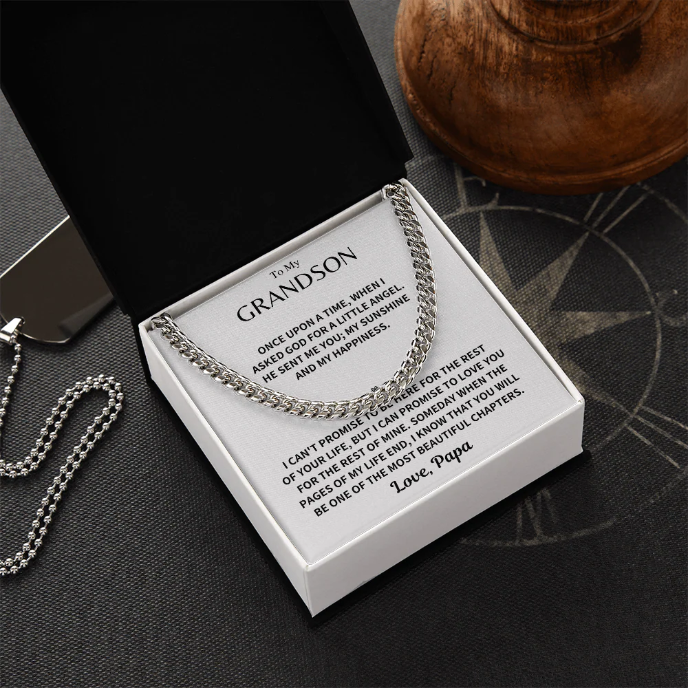 Grandson Gift, Cuban Chain - Love, Papa - Image 2