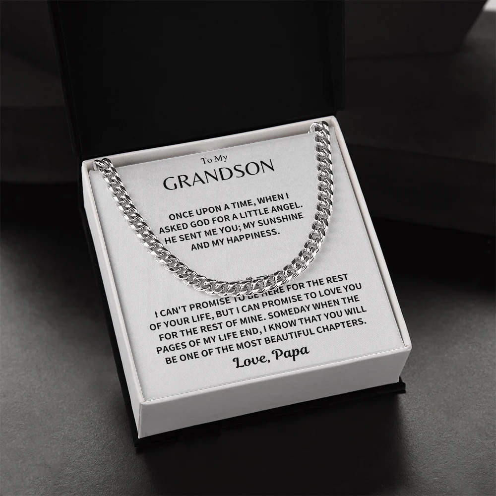 Grandson Gift, Cuban Chain - Love, Papa - Image 3