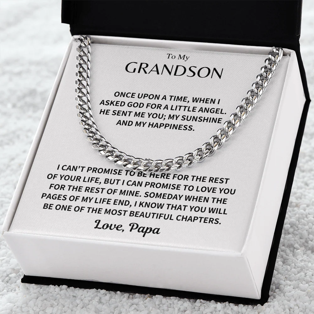 Grandson Gift, Cuban Chain - Love, Papa - Image 4
