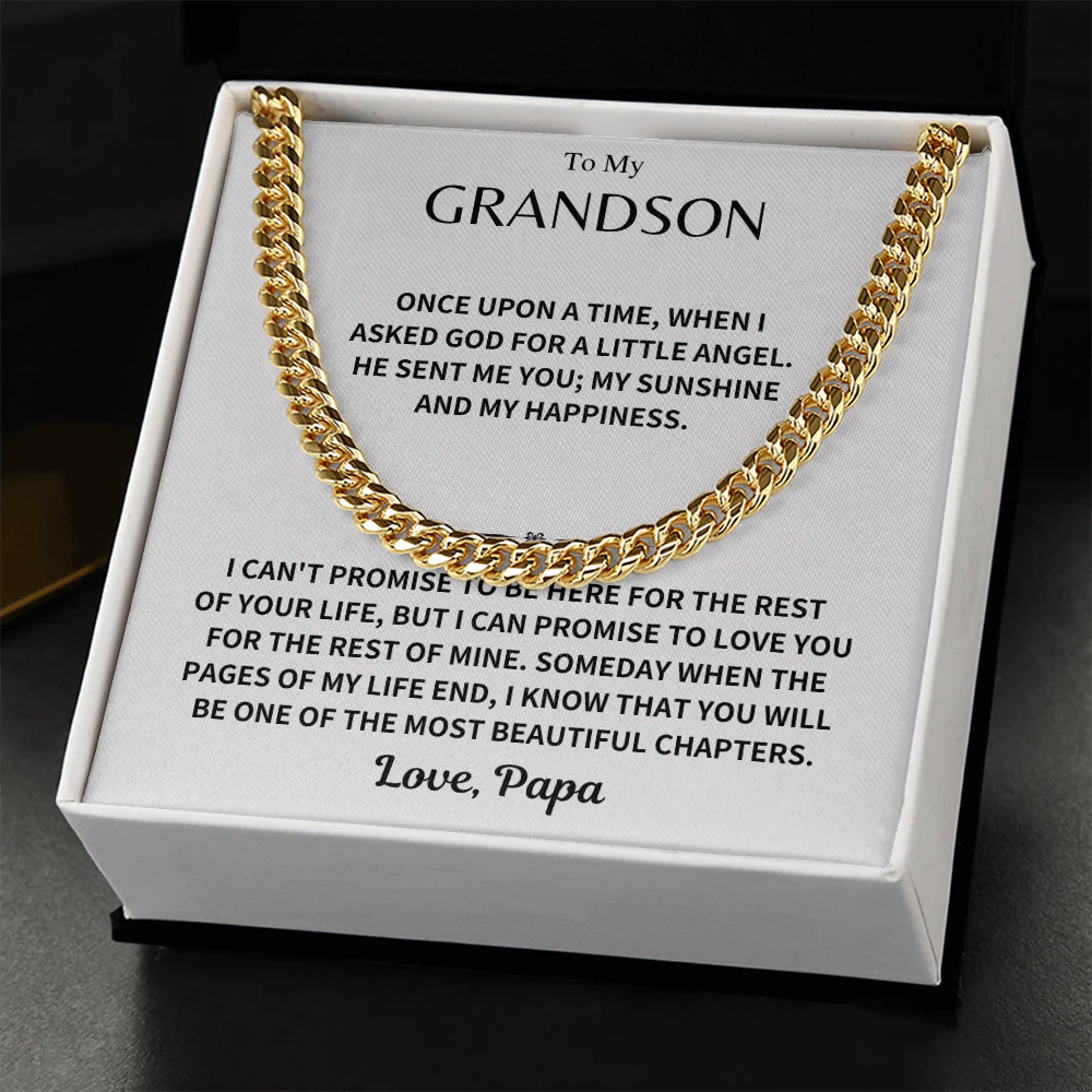 Grandson Gift, Cuban Chain - Love, Papa - Image 8