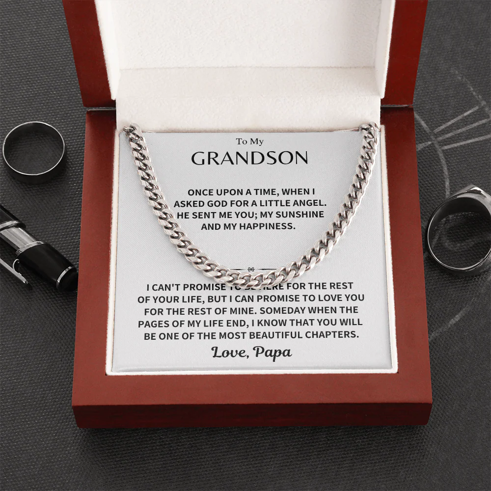 Grandson Gift, Cuban Chain - Love, Papa - Image 9
