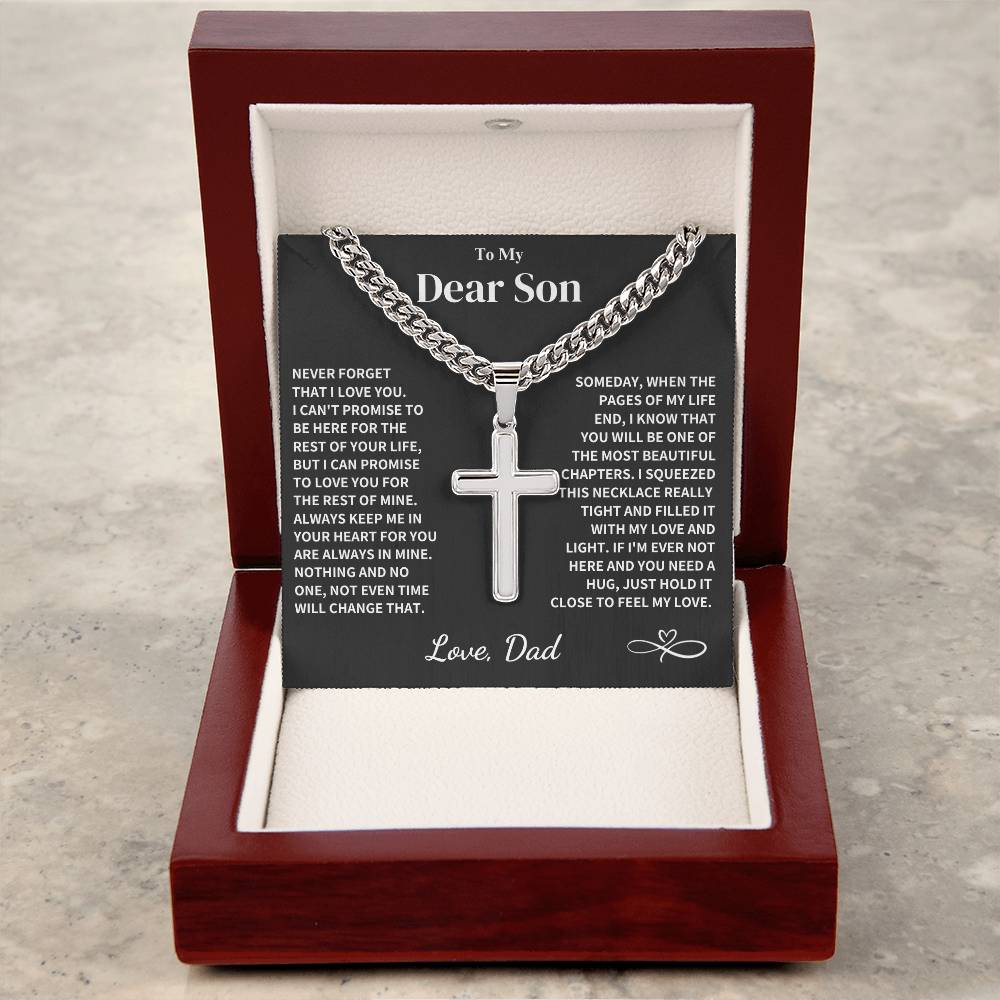 Son Gift- Cuban Chain with Artisan Cross Necklace - Image 3
