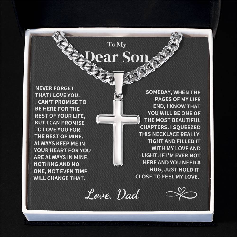 Son Gift- Cuban Chain with Artisan Cross Necklace - Image 4