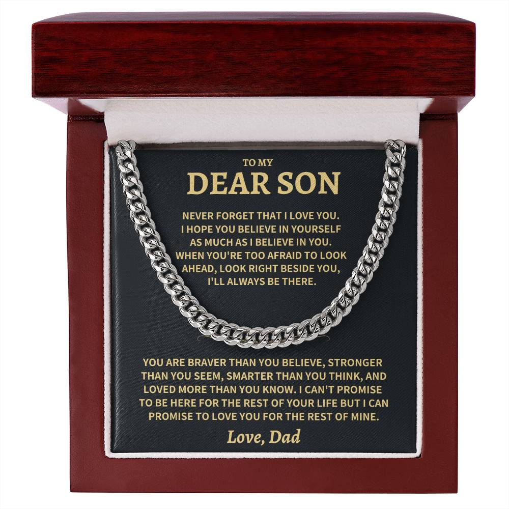 Son Gift, From Dad, "Believe In Yourself"-Cuban Chain Necklace - Image 2