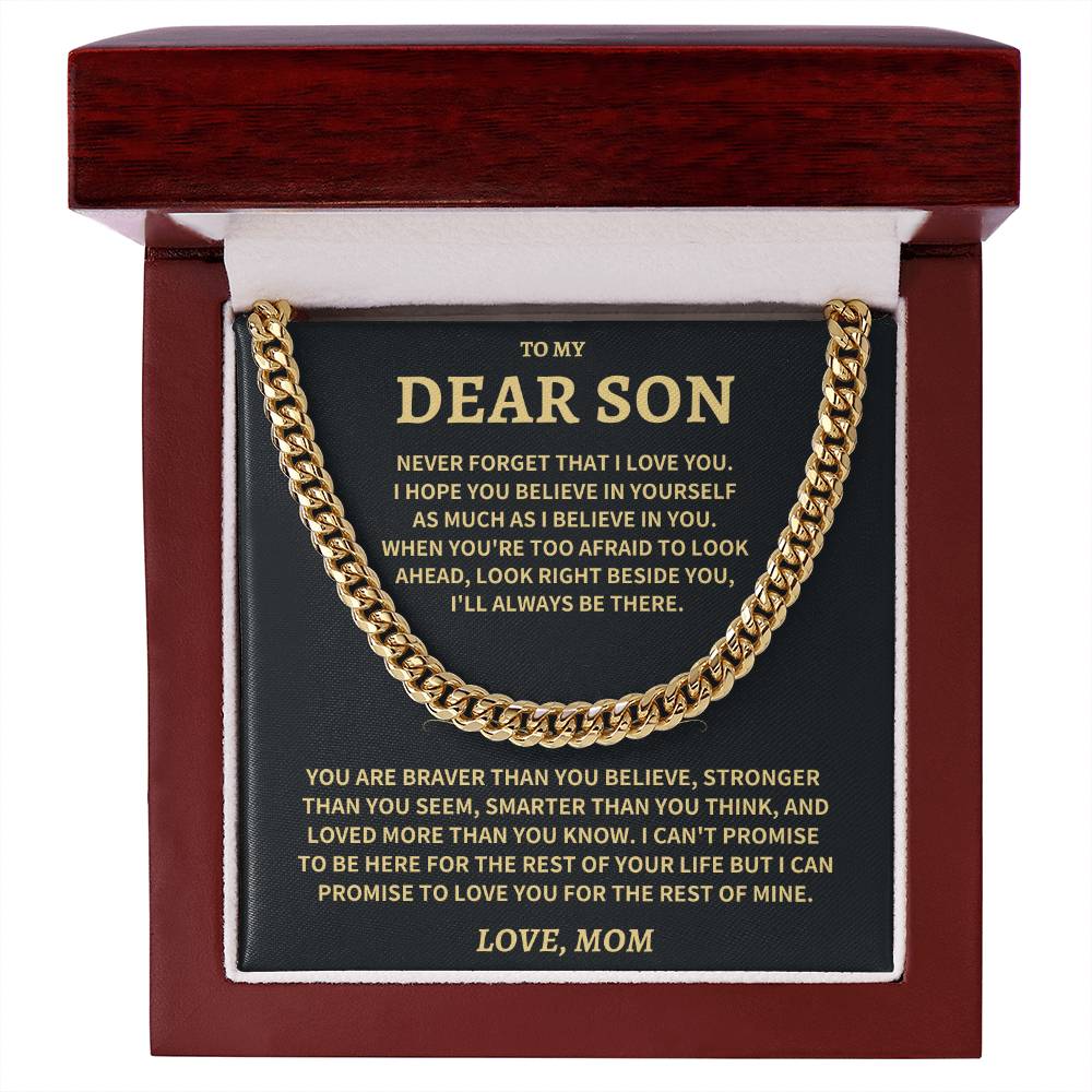 Son Gift, From Mom, "Believe In Yourself"-Cuban Chain Necklace - Image 10