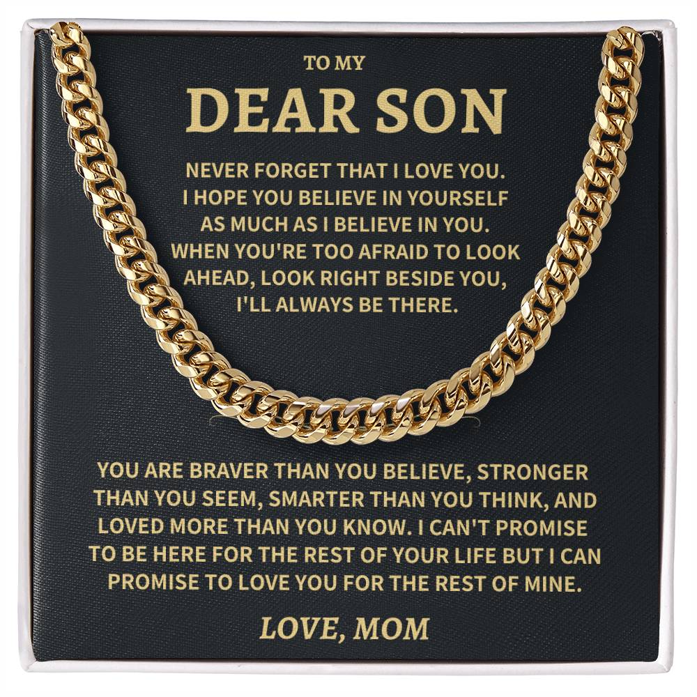 Son Gift, From Mom, "Believe In Yourself"-Cuban Chain Necklace - Image 2