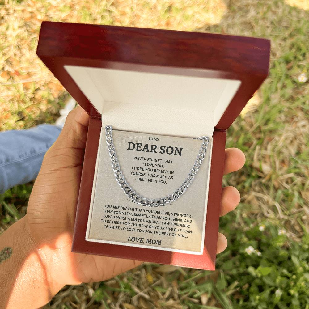 Son Gift, From Mom "Never Forget That I Love You"- Cuban Chain Necklace - Image 12