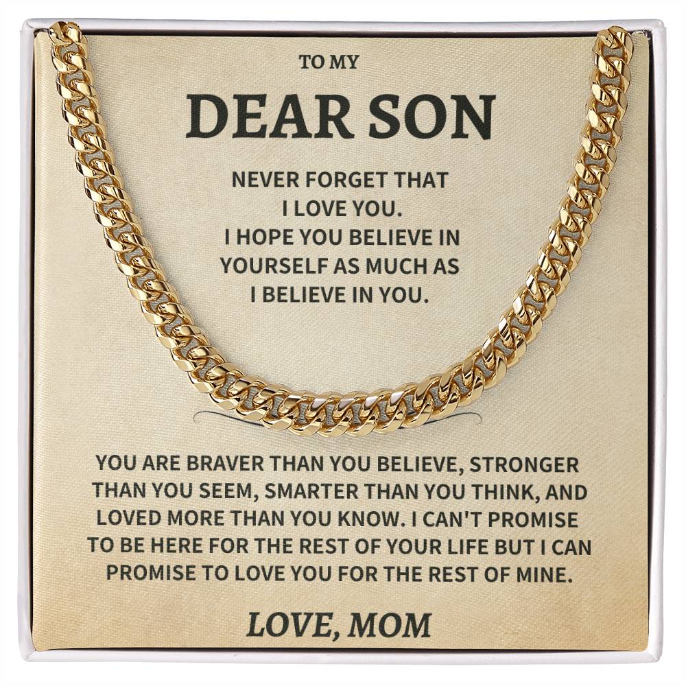 Son Gift, From Mom "Never Forget That I Love You"- Cuban Chain Necklace - Image 5