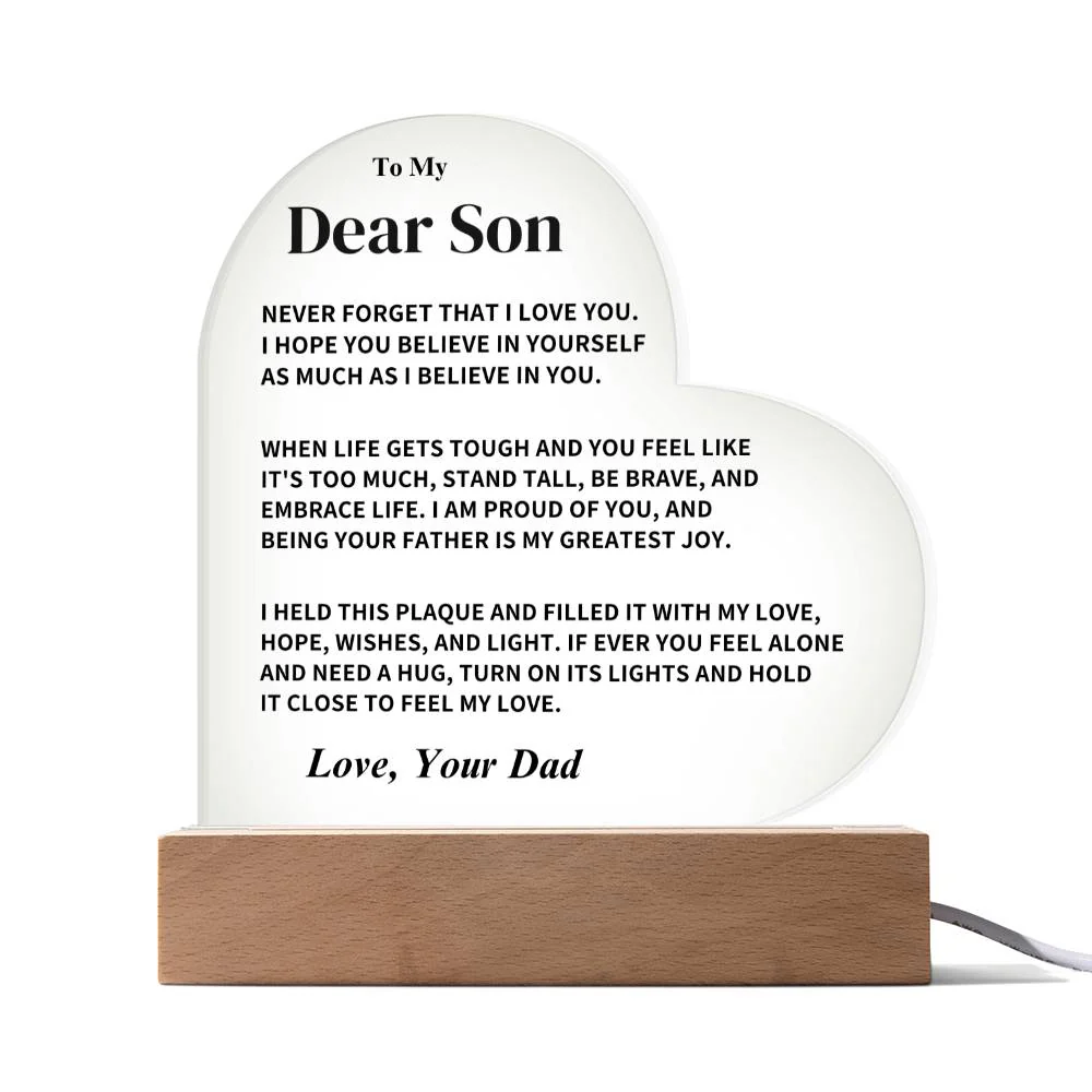 Son Gift- Believe In Yourself- Heart Acrylic Plaque- From Dad - Image 3