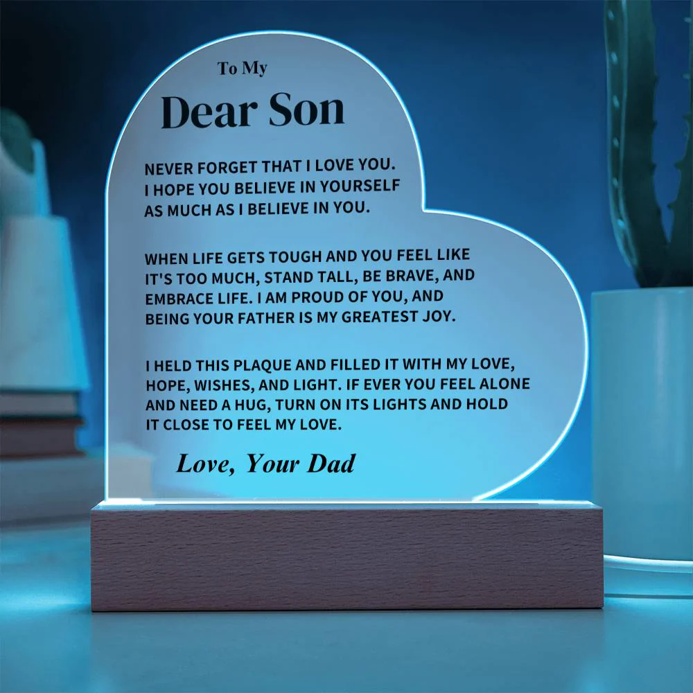 Son Gift- Believe In Yourself- Heart Acrylic Plaque- From Dad - Image 6
